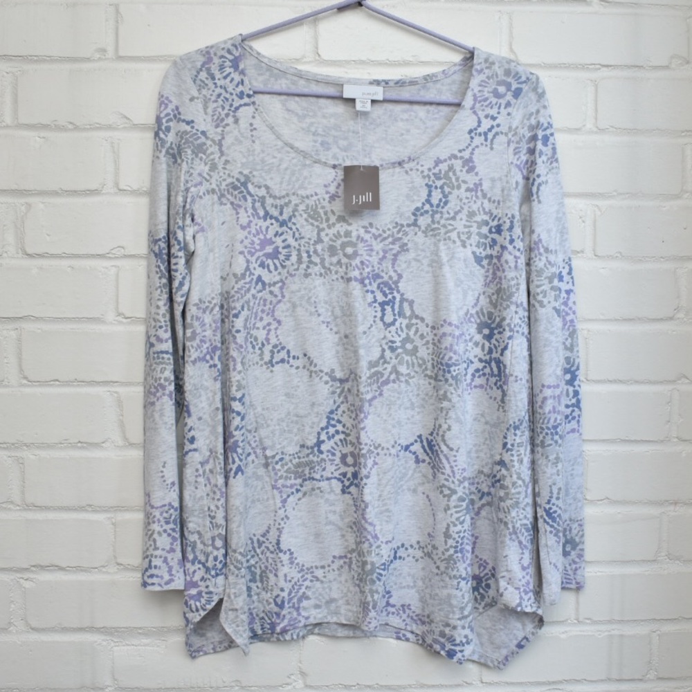 J. Jill Gray and Purple Long Sleeve Top NWT